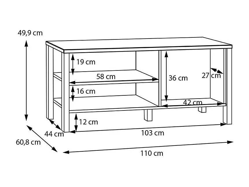 Table basse L. 110 cm avec décor gris clair et chêne - DEVONNE