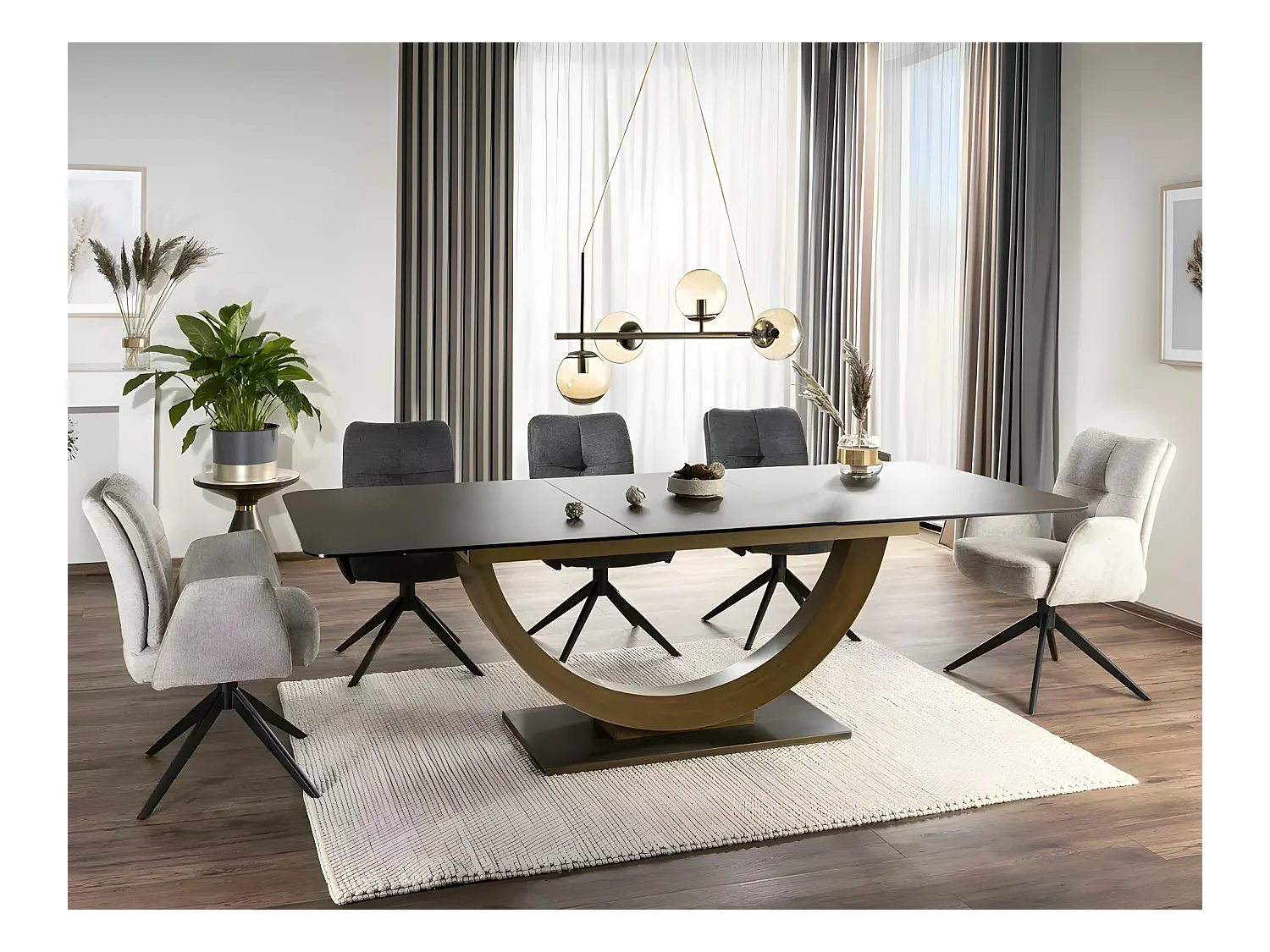 Stuhl Wing/180° Drehung/Stoffbezug/Anthrazit