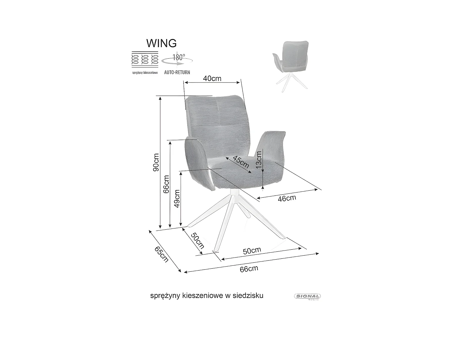 Stuhl Wing/180° Drehung/Stoffbezug/Anthrazit