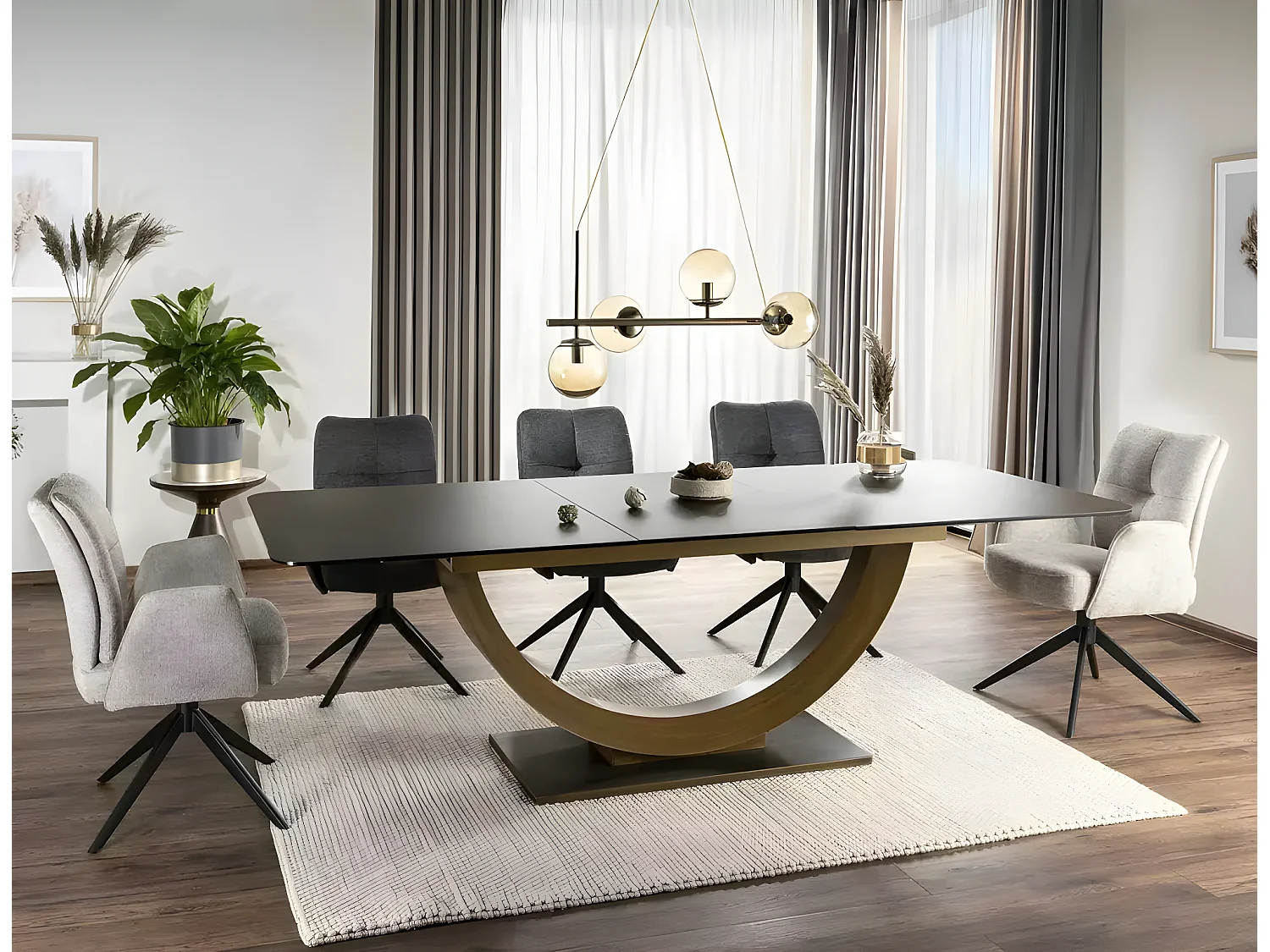 Sedia Wing/Rotazione di 180°/rivestimento in tessuto/Antracite