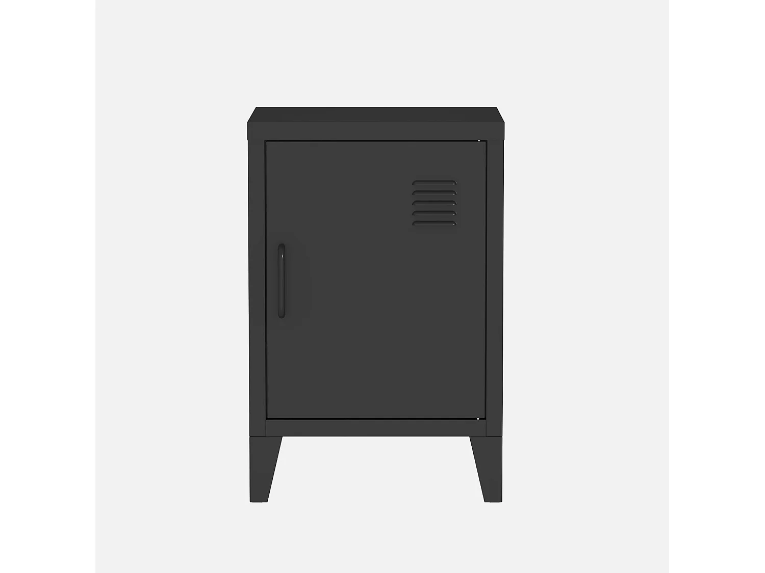 Table de chevet en acier noir. 1 porte. casier. chambre enfant