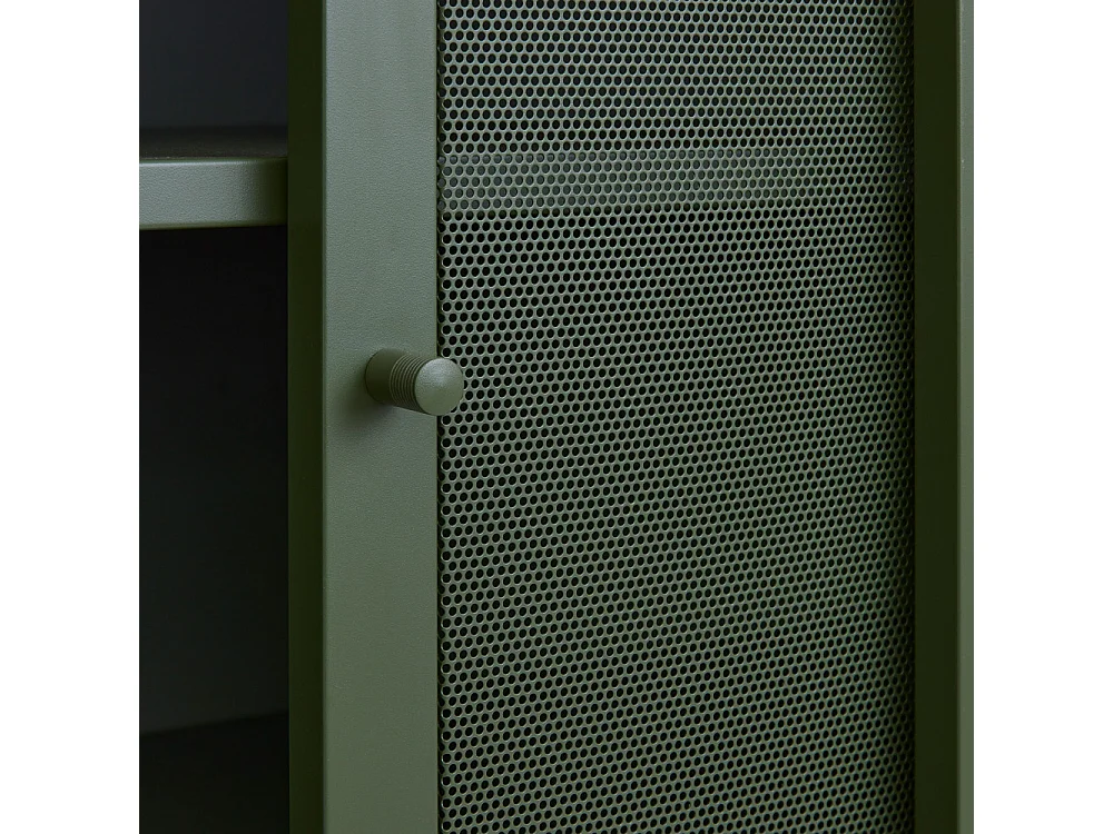 Kiso - Vaisselier 2 portes, 2 niches en métal H140cm - Vert olive