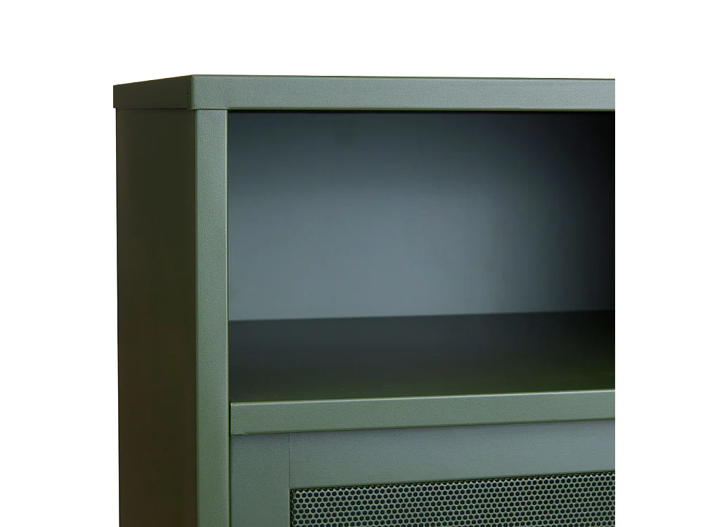 Kiso - Vaisselier 2 portes, 2 niches en métal H140cm - Vert olive