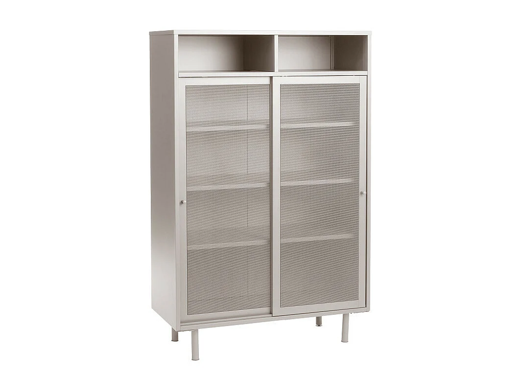 Kiso - Vaisselier 2 portes, 2 niches en métal H140cm - Grège