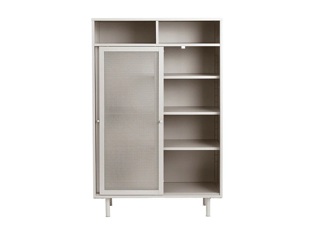 Kiso - Vaisselier 2 portes, 2 niches en métal H140cm - Grège