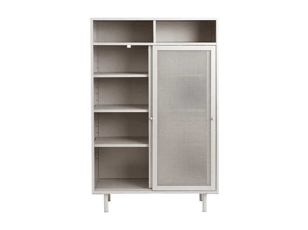 Kiso - Vaisselier 2 portes, 2 niches en métal H140cm - Grège