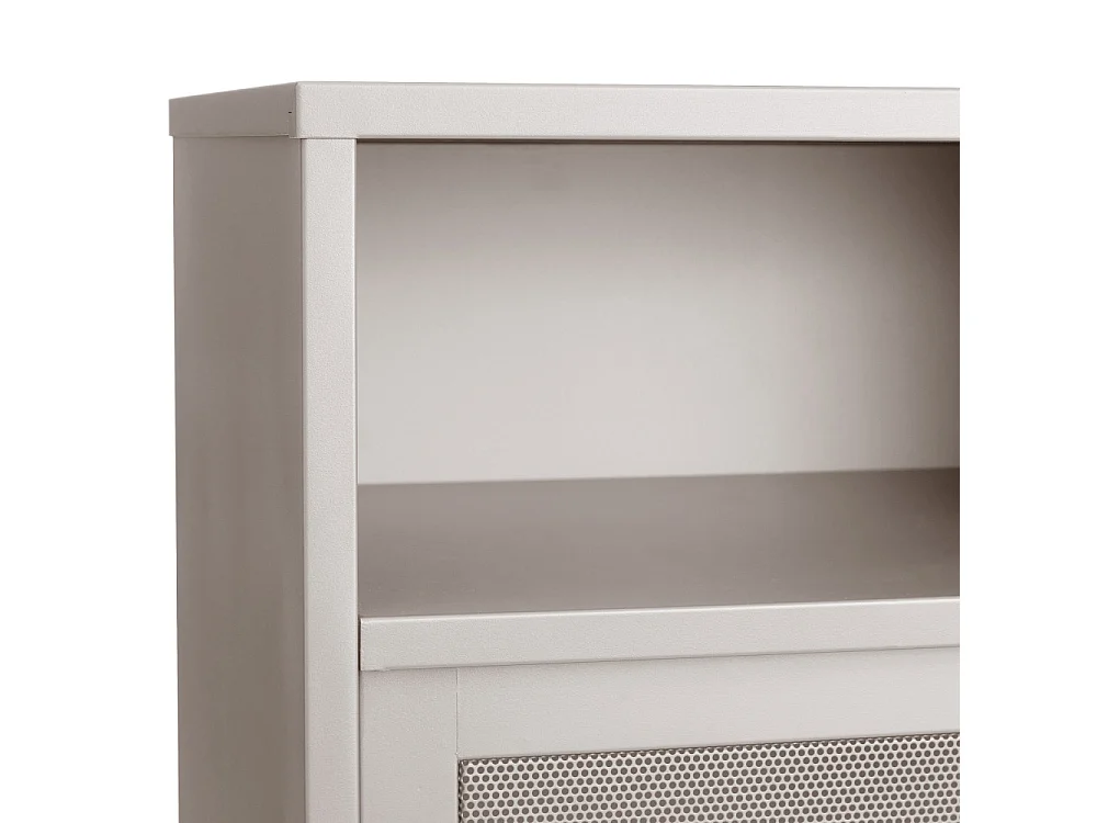 Kiso - Vaisselier 2 portes, 2 niches en métal H140cm - Grège