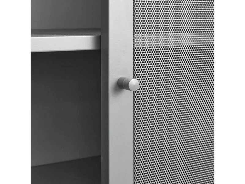 Kiso - Vaisselier 2 portes, 2 niches en métal H140cm - Grège