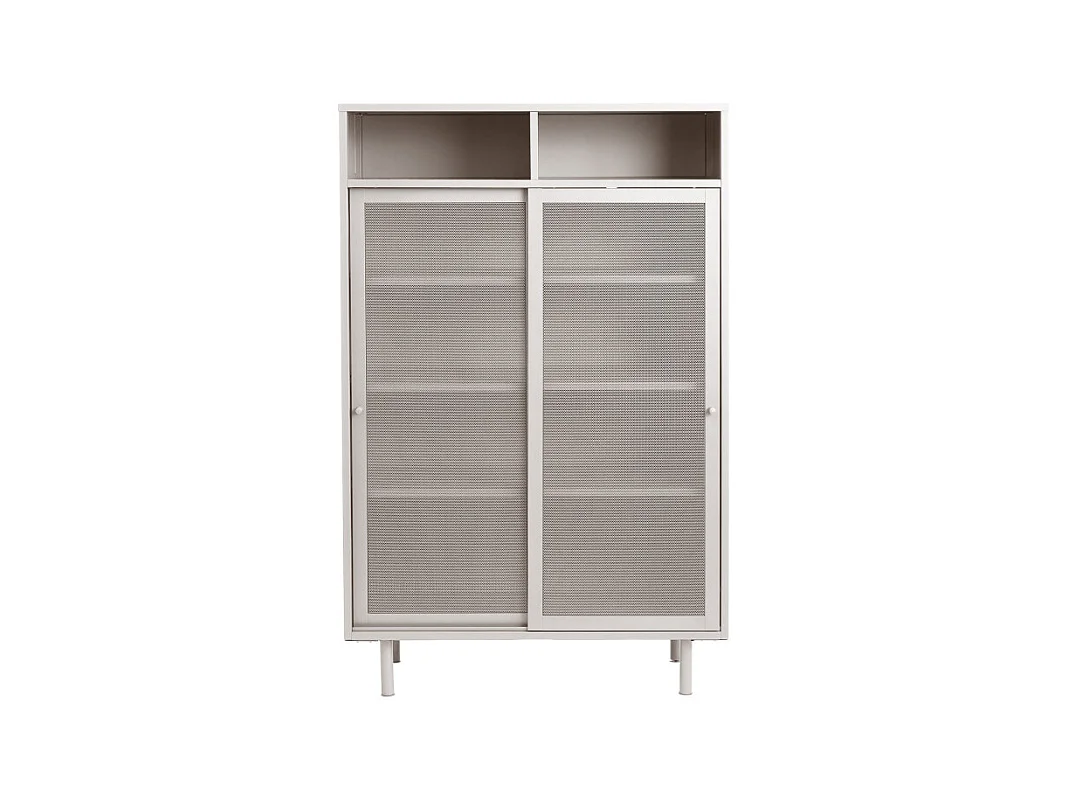 Kiso - Vaisselier 2 portes, 2 niches en métal H140cm - Grège