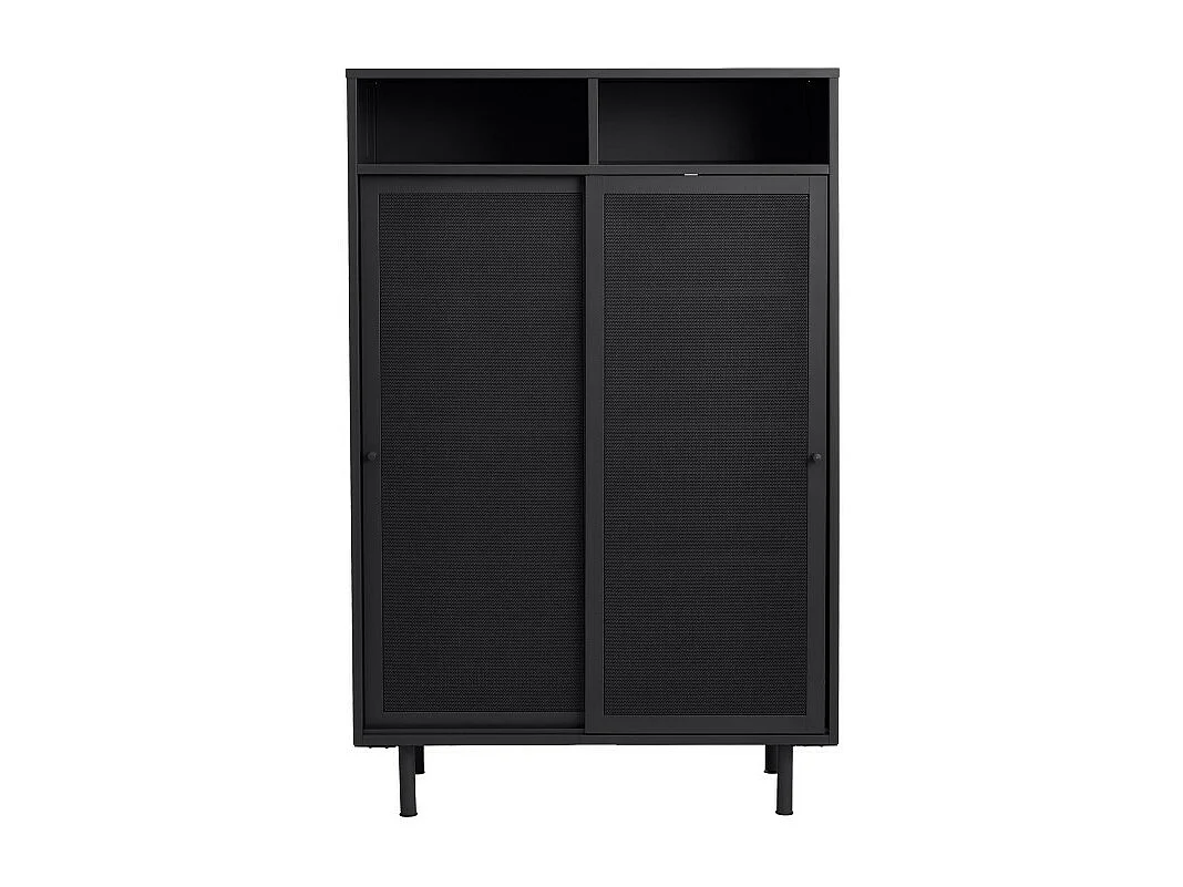 Kiso - Vaisselier 2 portes, 2 niches en métal H140cm - Noir