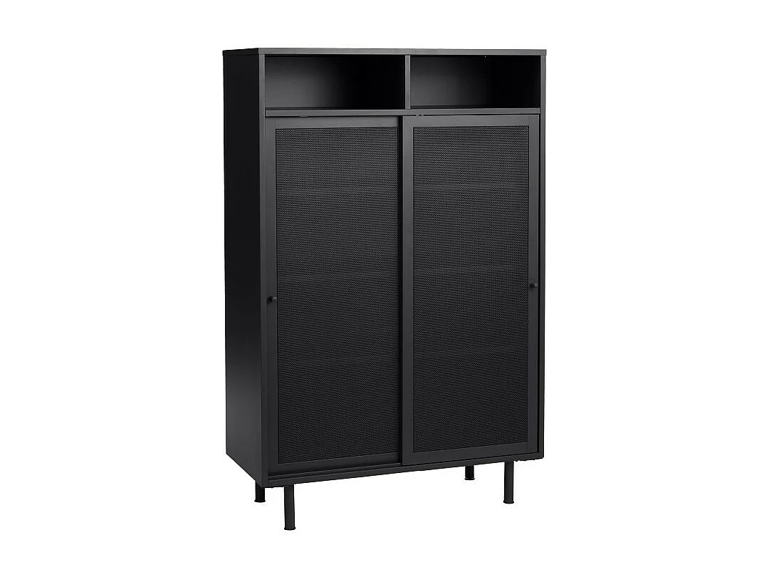Kiso - Vaisselier 2 portes, 2 niches en métal H140cm - Noir