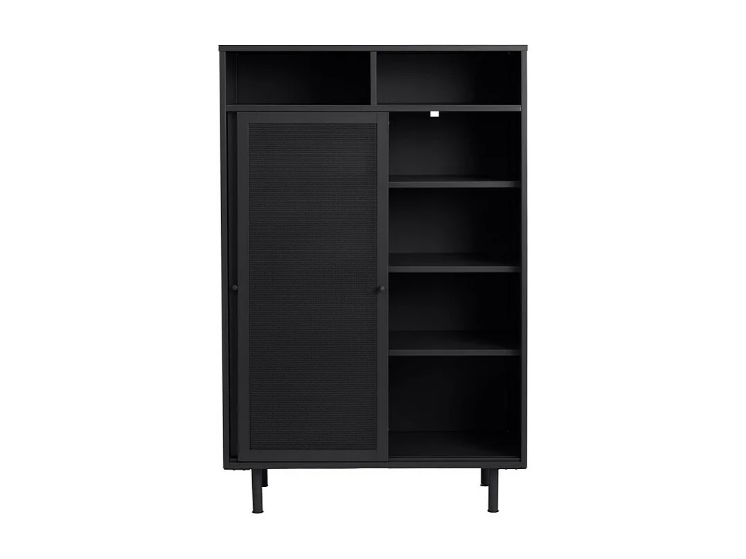Kiso - Vaisselier 2 portes, 2 niches en métal H140cm - Noir