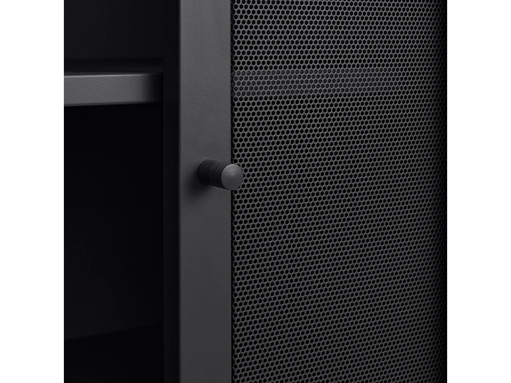 Kiso - Vaisselier 2 portes, 2 niches en métal H140cm - Noir