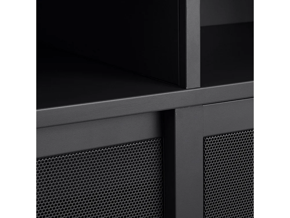 Kiso - Vaisselier 2 portes, 2 niches en métal H140cm - Noir