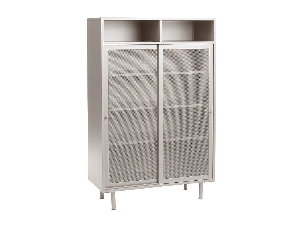 Kiso - Vaisselier 2 portes, 2 niches en métal H140cm - Noir