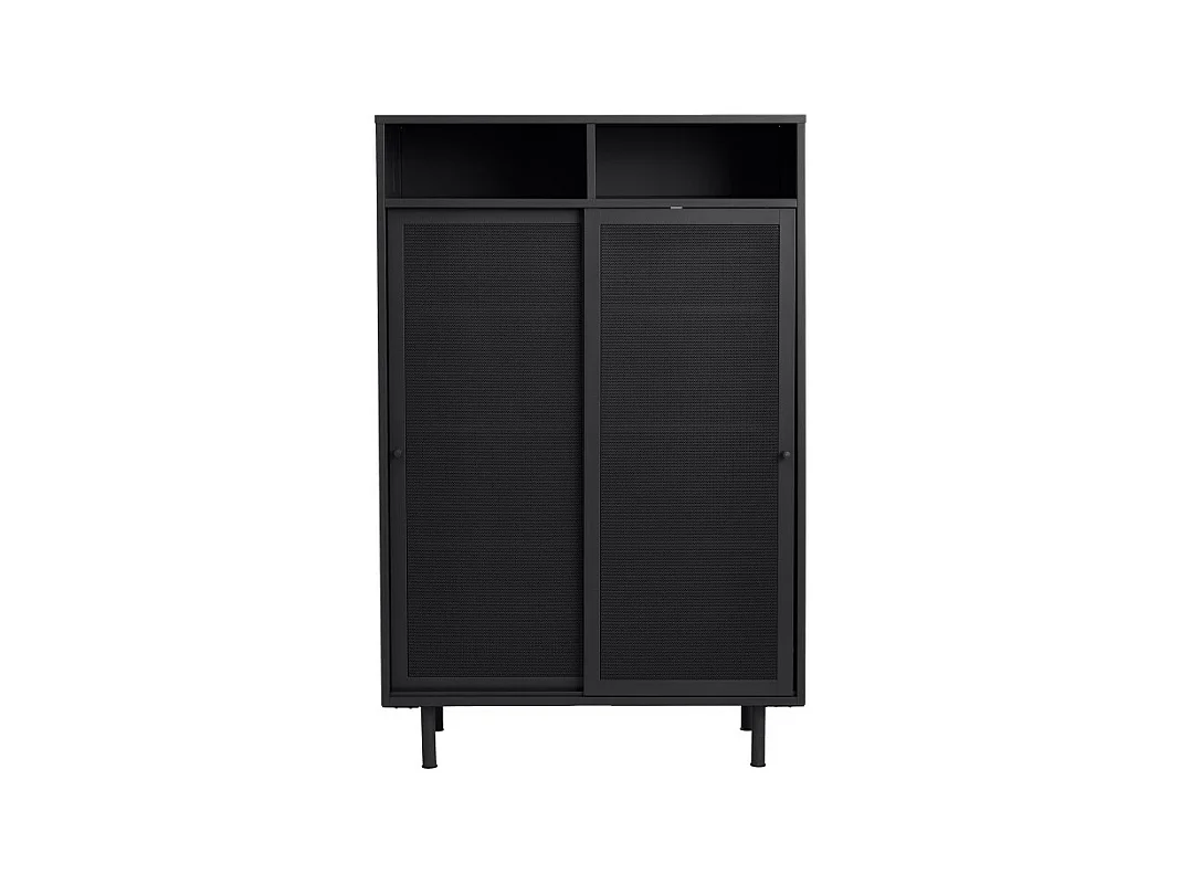 Kiso - Vaisselier 2 portes, 2 niches en métal H140cm - Noir
