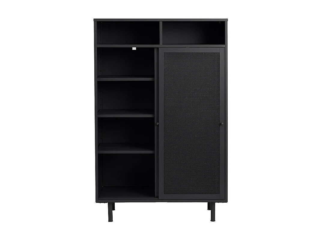 Kiso - Vaisselier 2 portes, 2 niches en métal H140cm - Noir