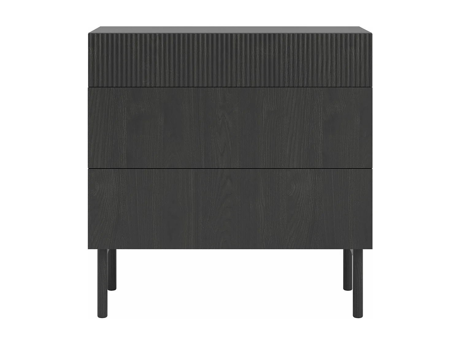 Commode - 90 cm - 3 tiroirs - couleur du bois de frêne Portland - NOLIE