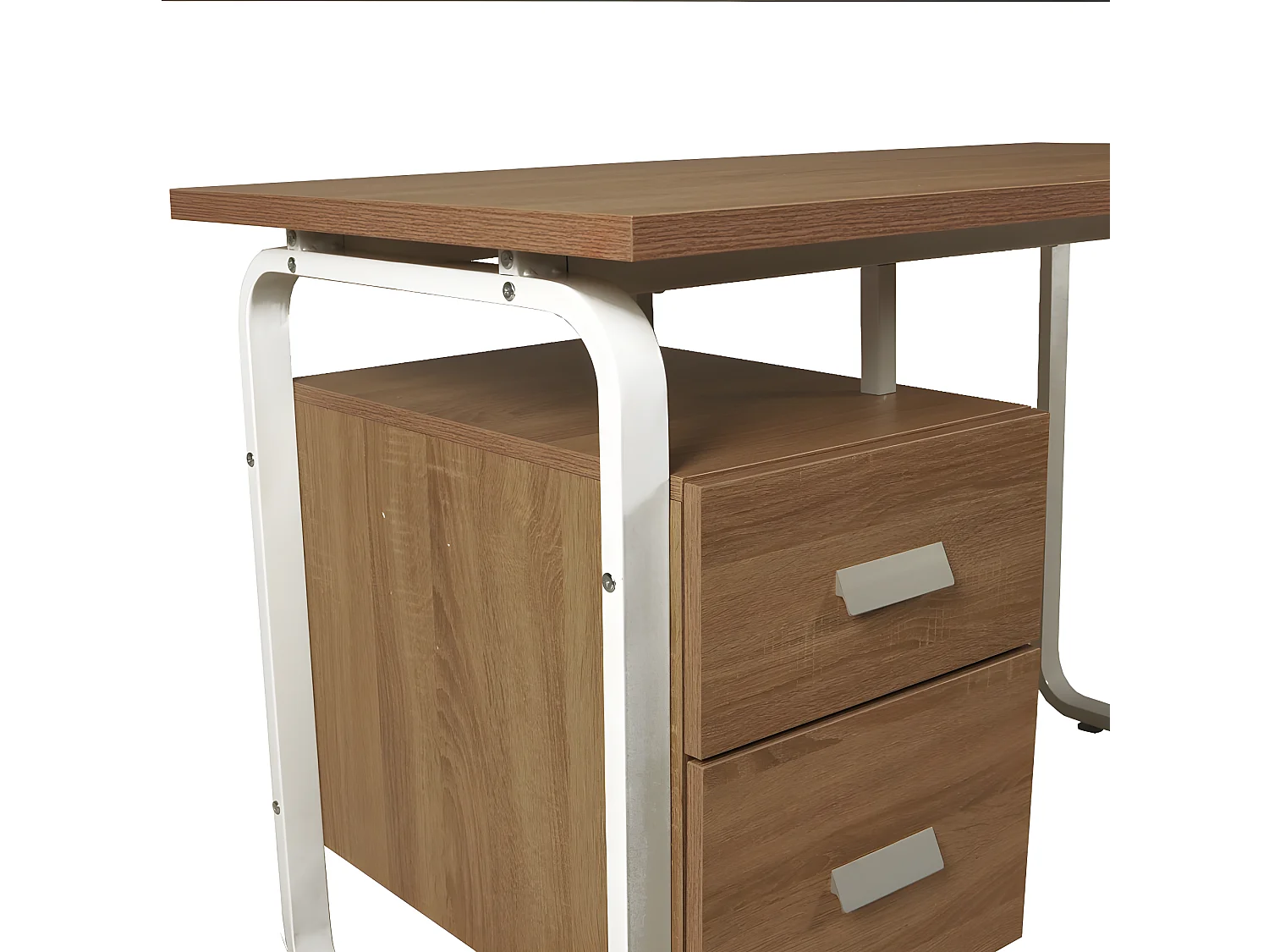 Bureau PEARL 120x60cm / Décor Chêne blanchi et métal blanc