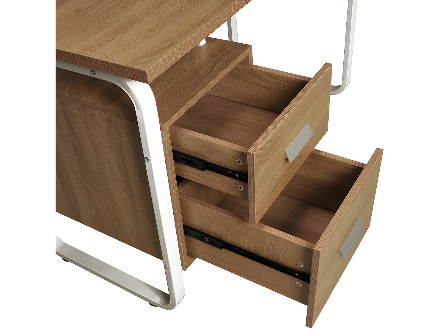 Bureau PEARL 120x60cm / Décor Chêne blanchi et métal blanc