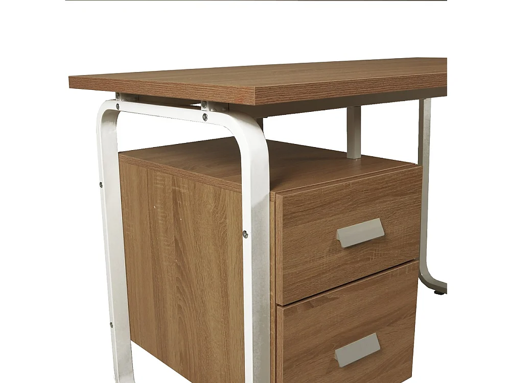 Bureau PEARL 120x60cm / Décor Chêne blanchi et métal blanc