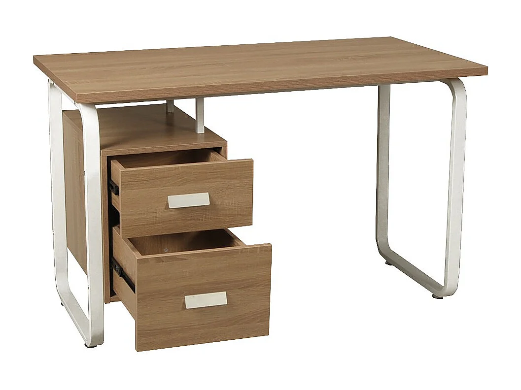 Bureau PEARL 120x60cm / Décor Chêne blanchi et métal blanc