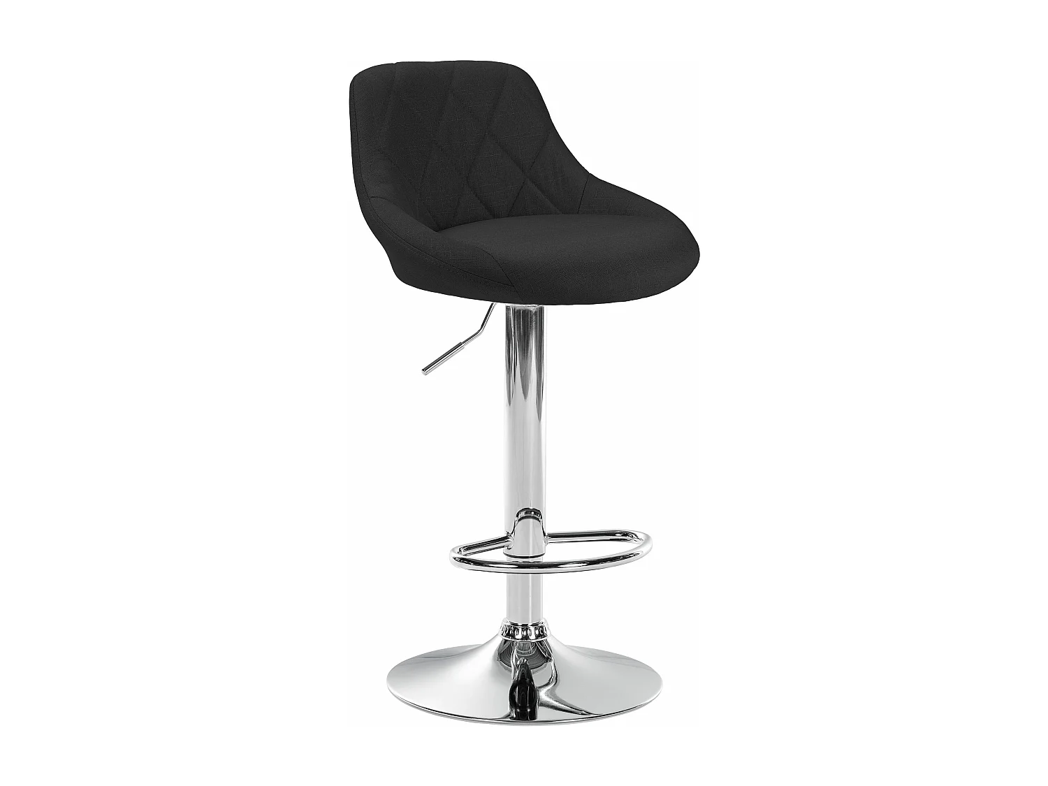 Tabouret de bar - Tissu & Chrome - Noir - Lazio