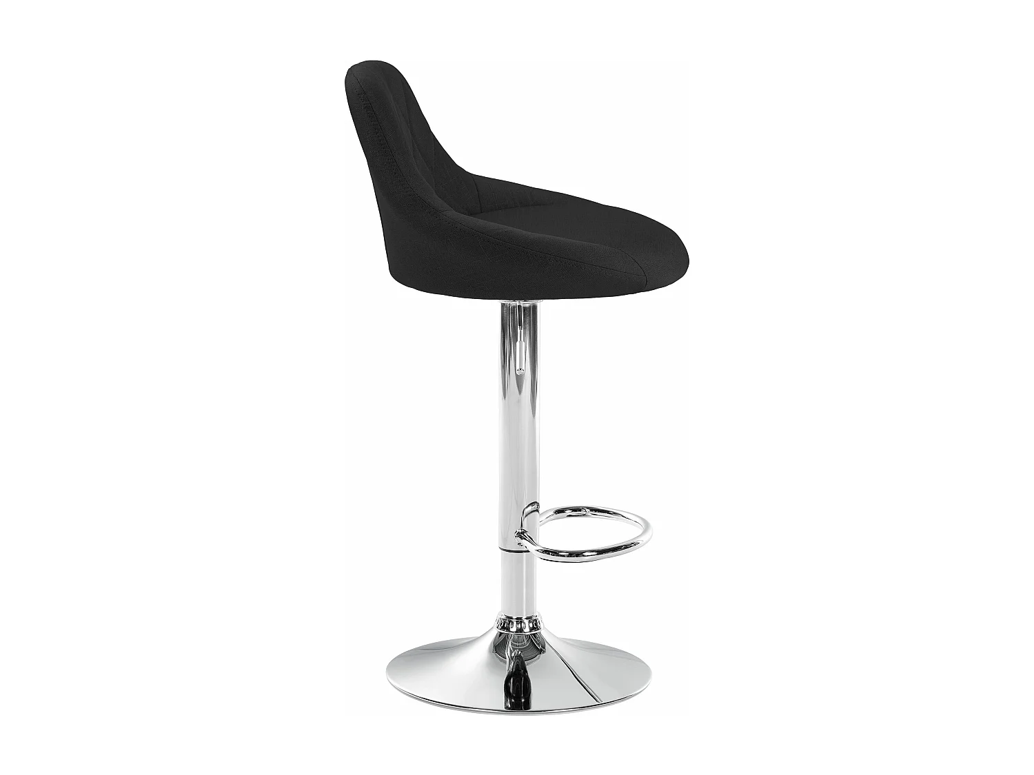 Tabouret de bar - Tissu & Chrome - Noir - Lazio