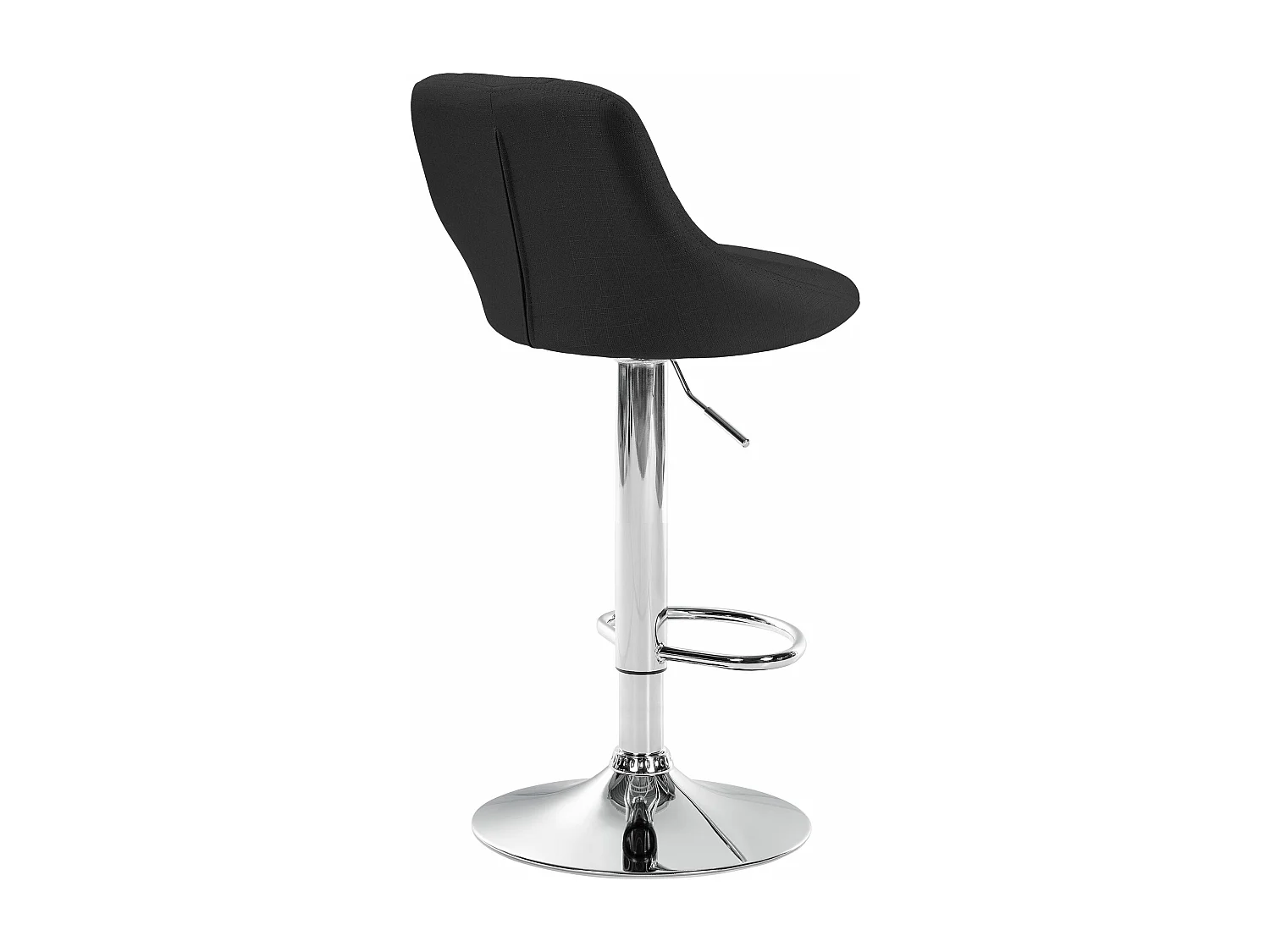 Tabouret de bar - Tissu & Chrome - Noir - Lazio