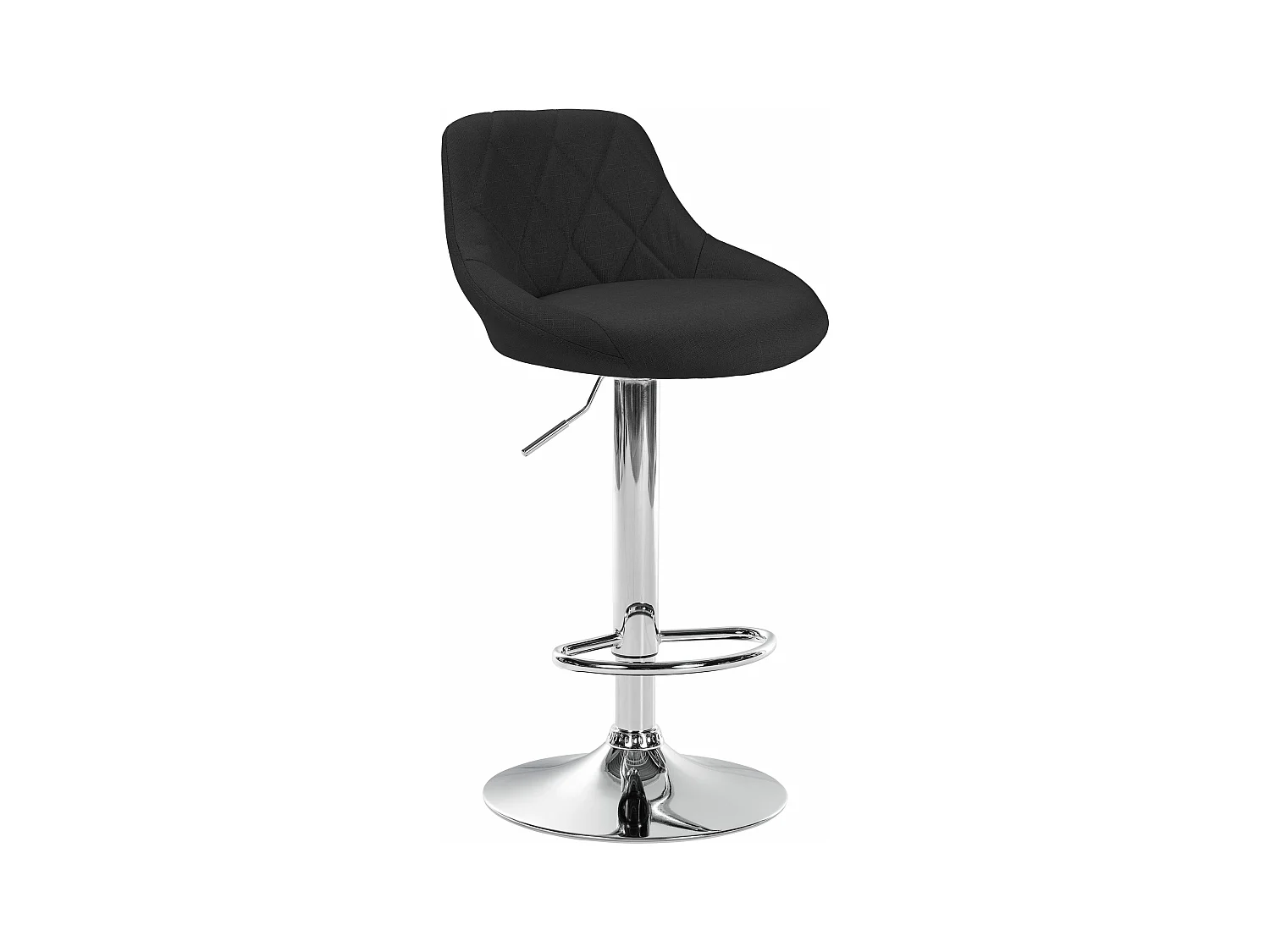 Tabouret de bar - Tissu & Chrome - Noir - Lazio