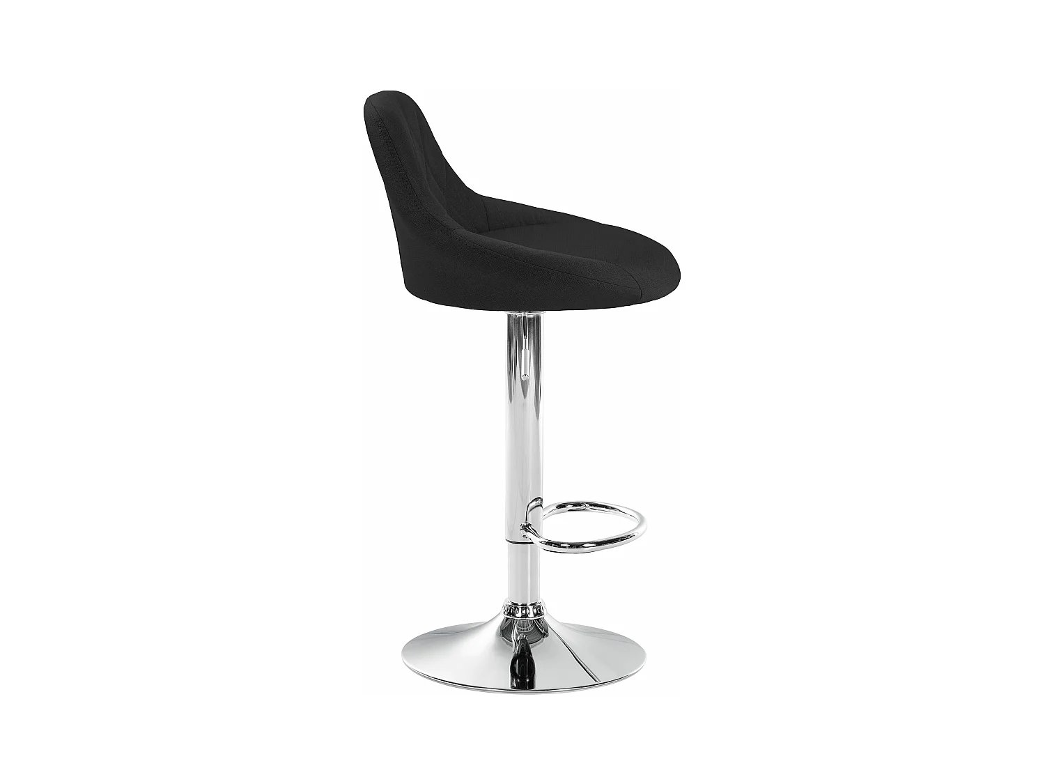 Tabouret de bar - Tissu & Chrome - Noir - Lazio