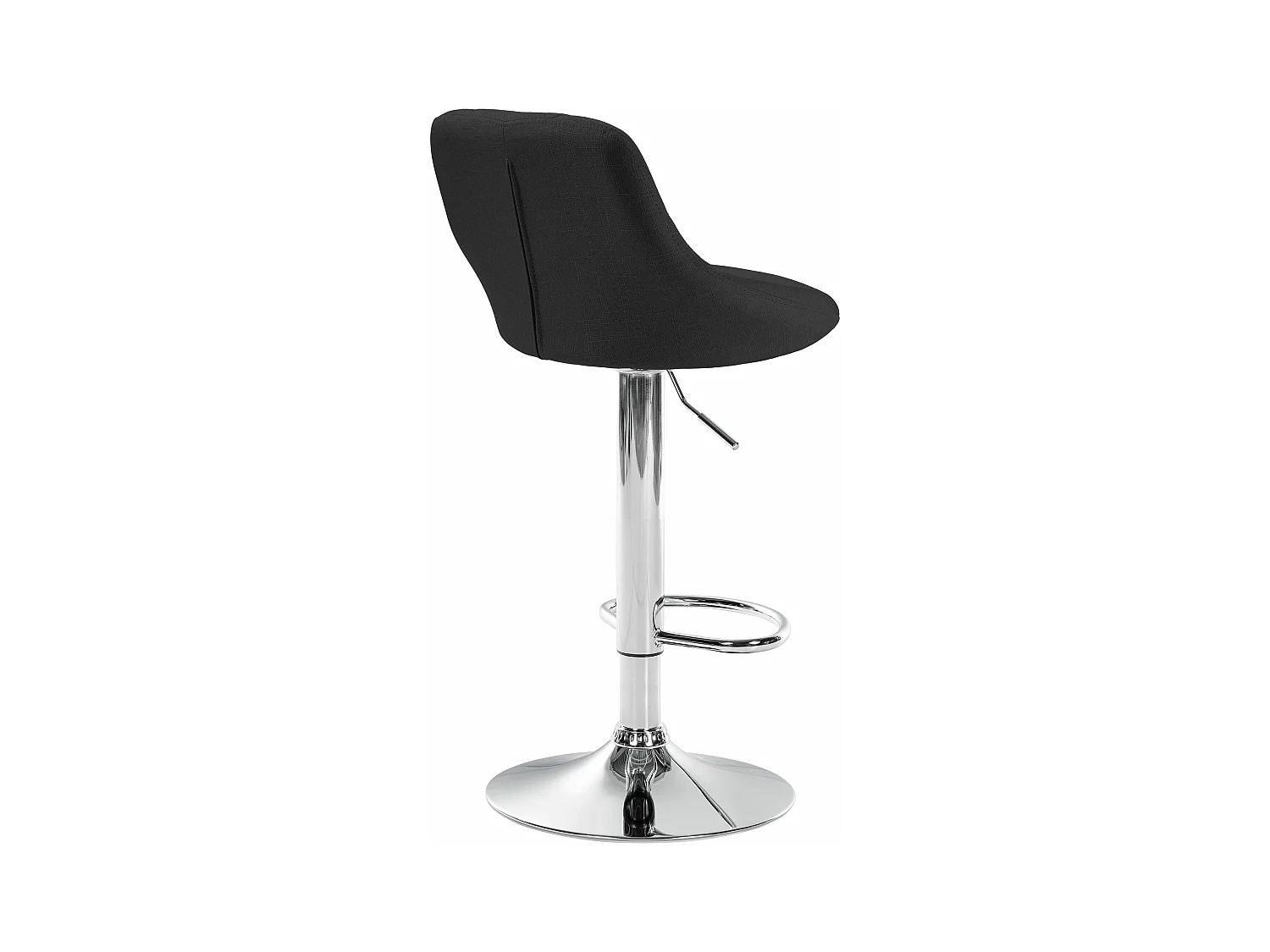 Tabouret de bar - Tissu & Chrome - Noir - Lazio