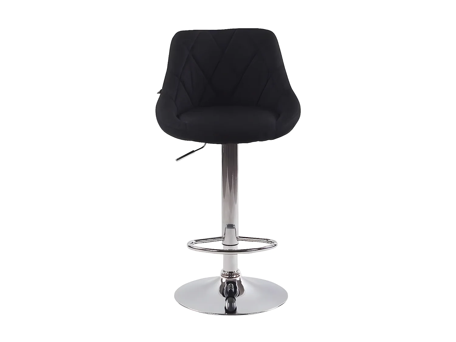 Lot de 2  Tabouret de bar - Tissu & Métal chromé - Noir - Lazio