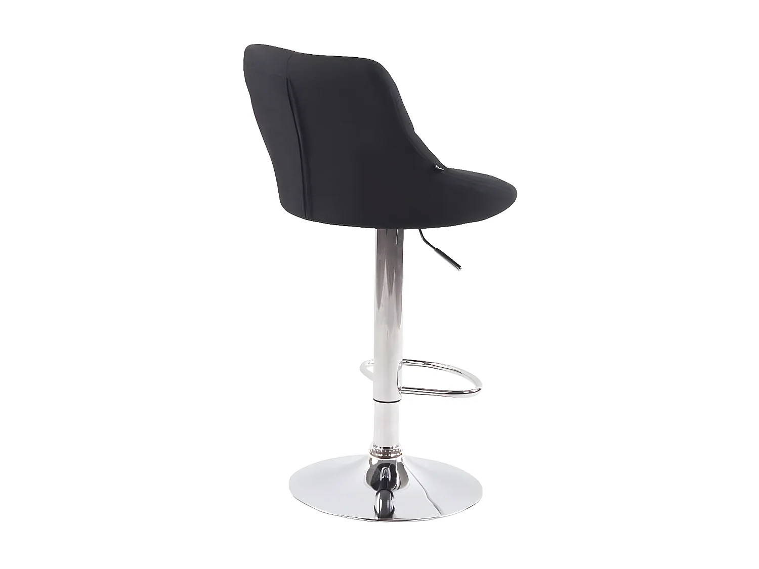 Lot de 2  Tabouret de bar - Tissu & Métal chromé - Noir - Lazio