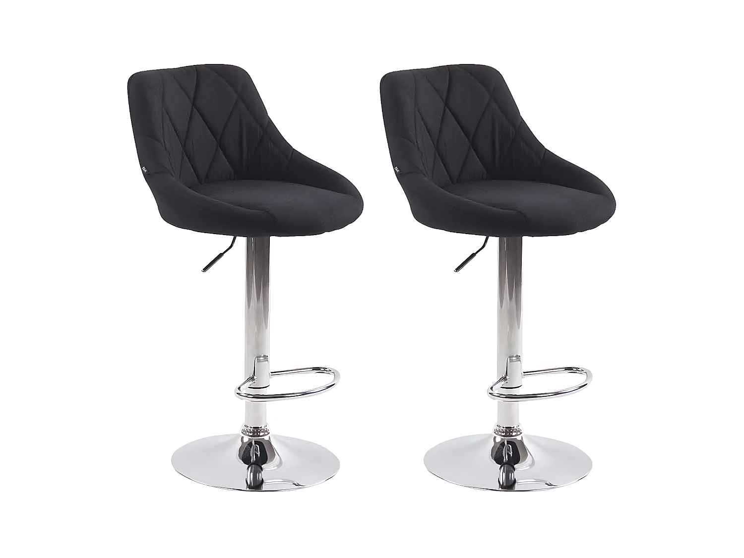 Lot de 2  Tabouret de bar - Tissu & Métal chromé - Noir - Lazio