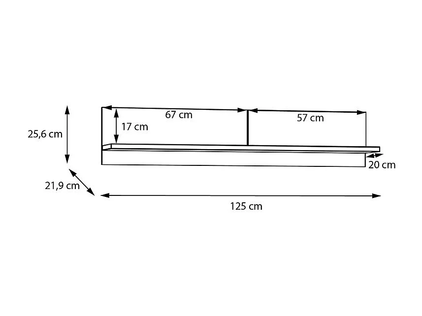 Étagère murale L. 125 cm avec décor gris clair et chêne - DEVONNE