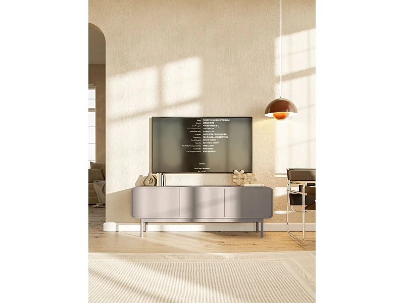 Meuble TV - 154 cm - avec trois tiroirs - debout - beige foncé - ORO