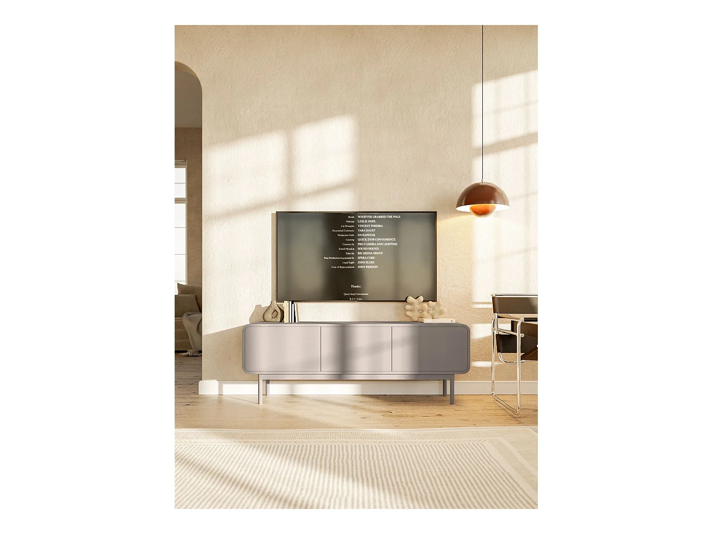 TV-meubel - 154 cm - met drie lades - staand - donkerbeige - ORO