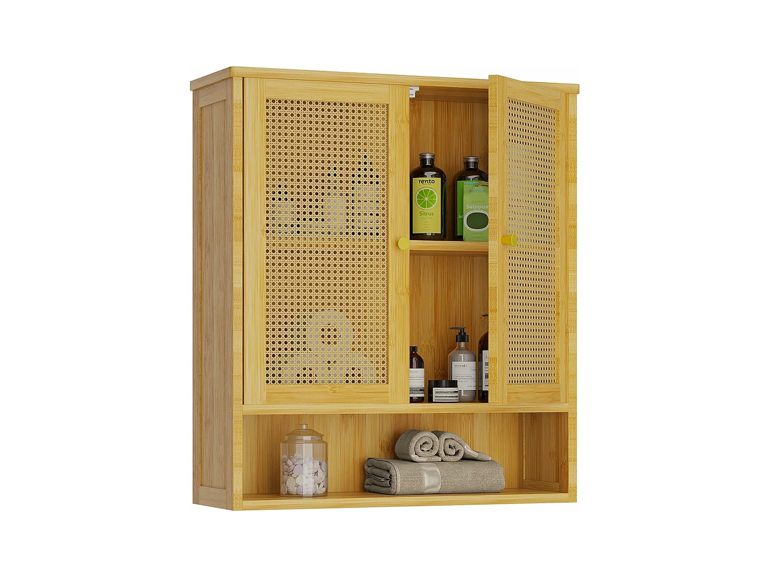 Armoire Murale de salle de bains avec 2 portes meuble de rangement mural armoire suspendue