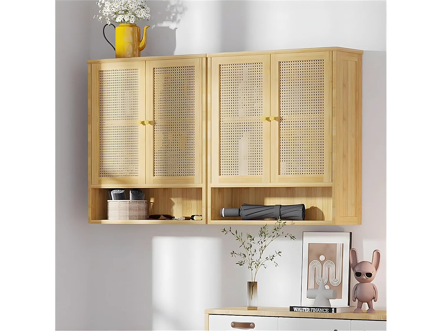 Armoire Murale de salle de bains avec 2 portes meuble de rangement mural armoire suspendue