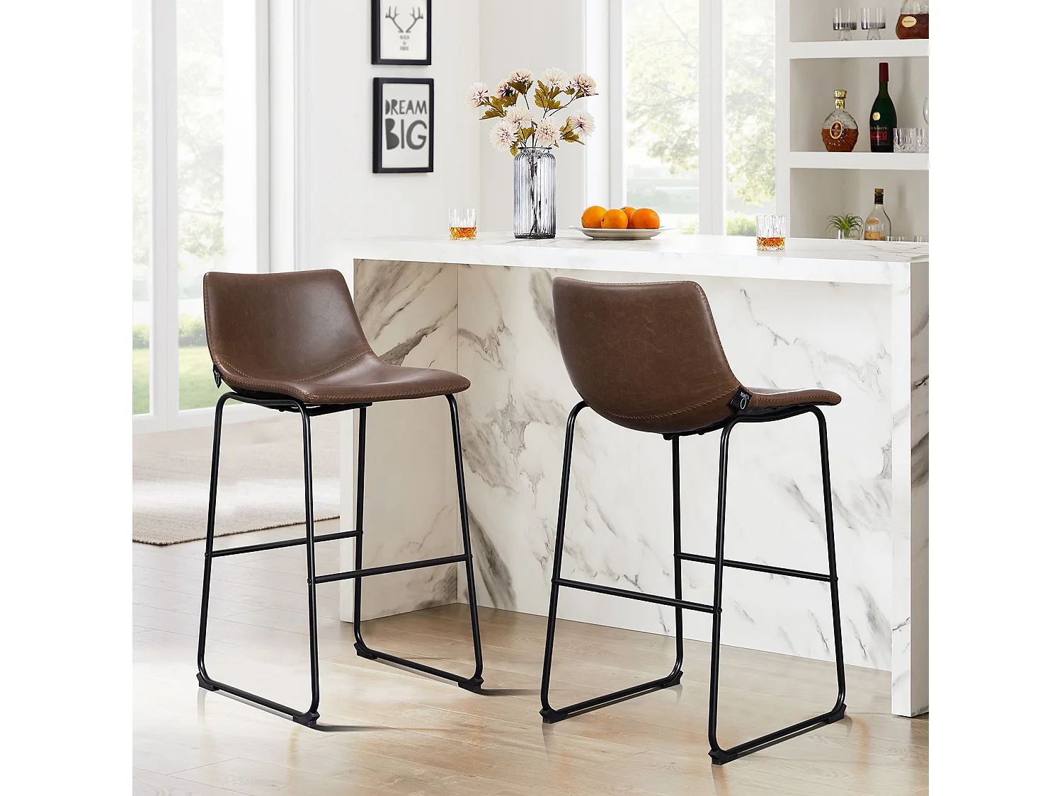 Set de 2 tabourets de bar en similicuir