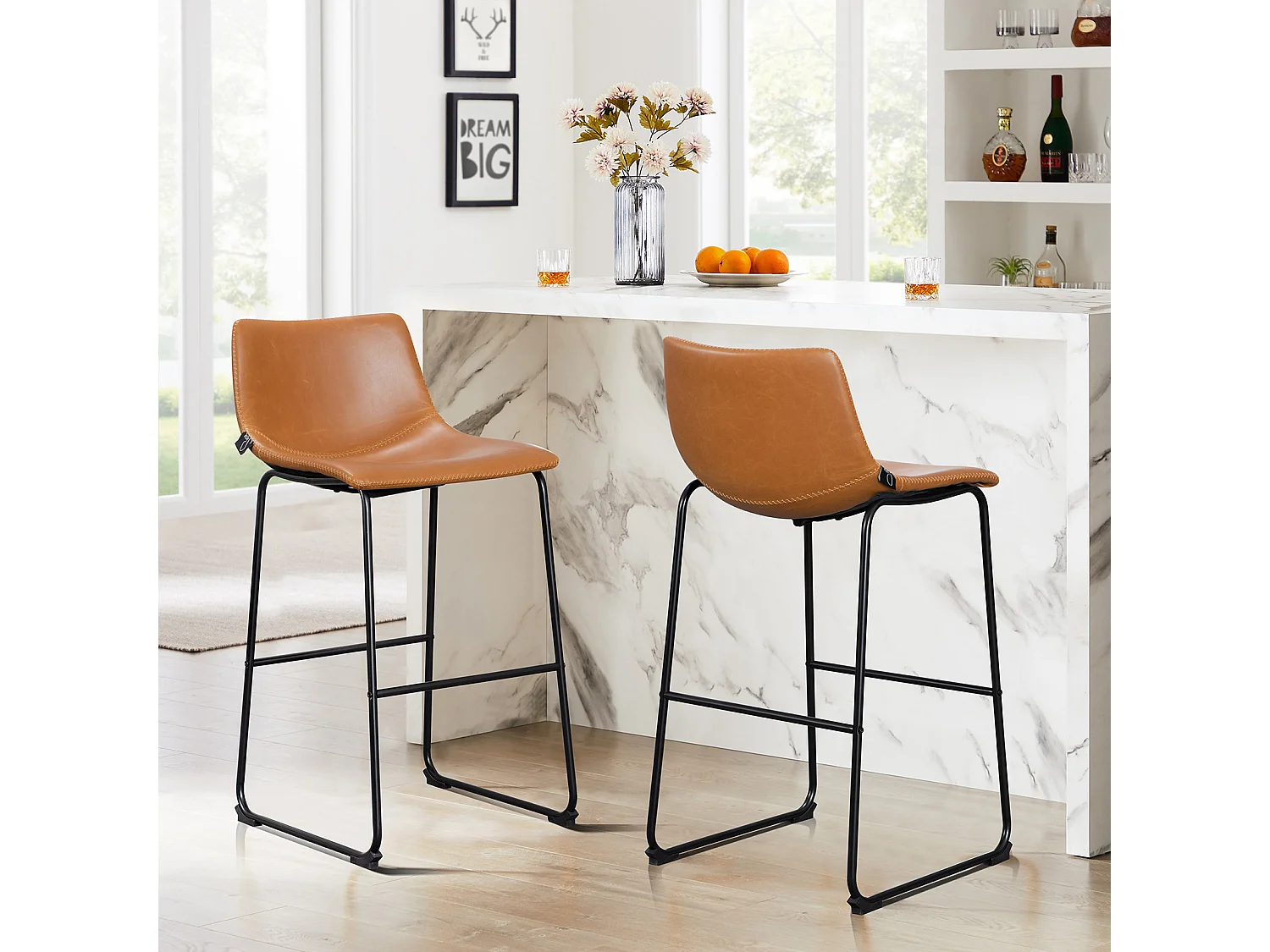 Set de 2 tabourets de bar en similicuir