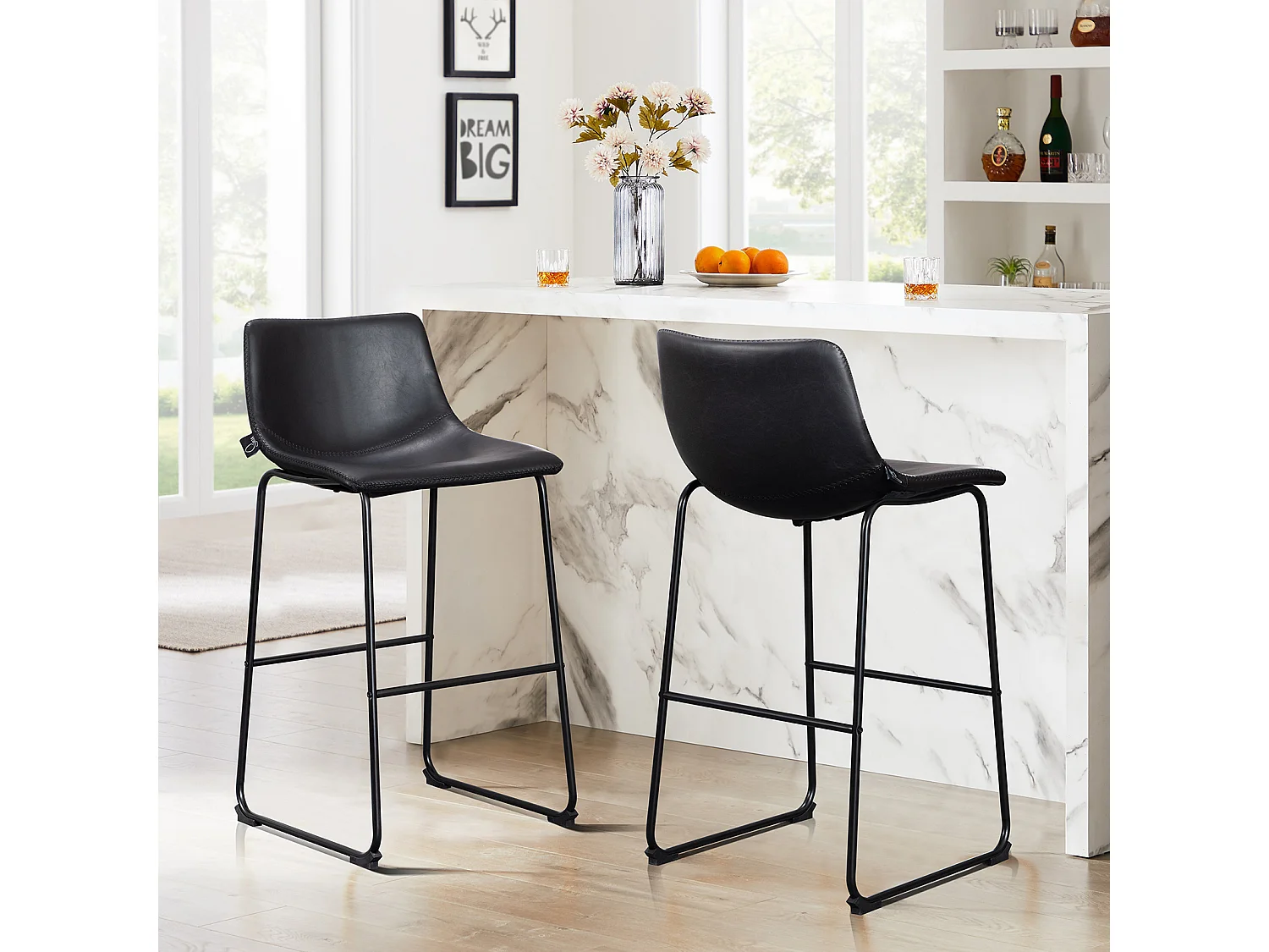 Set de 2 tabourets de bar en similicuir