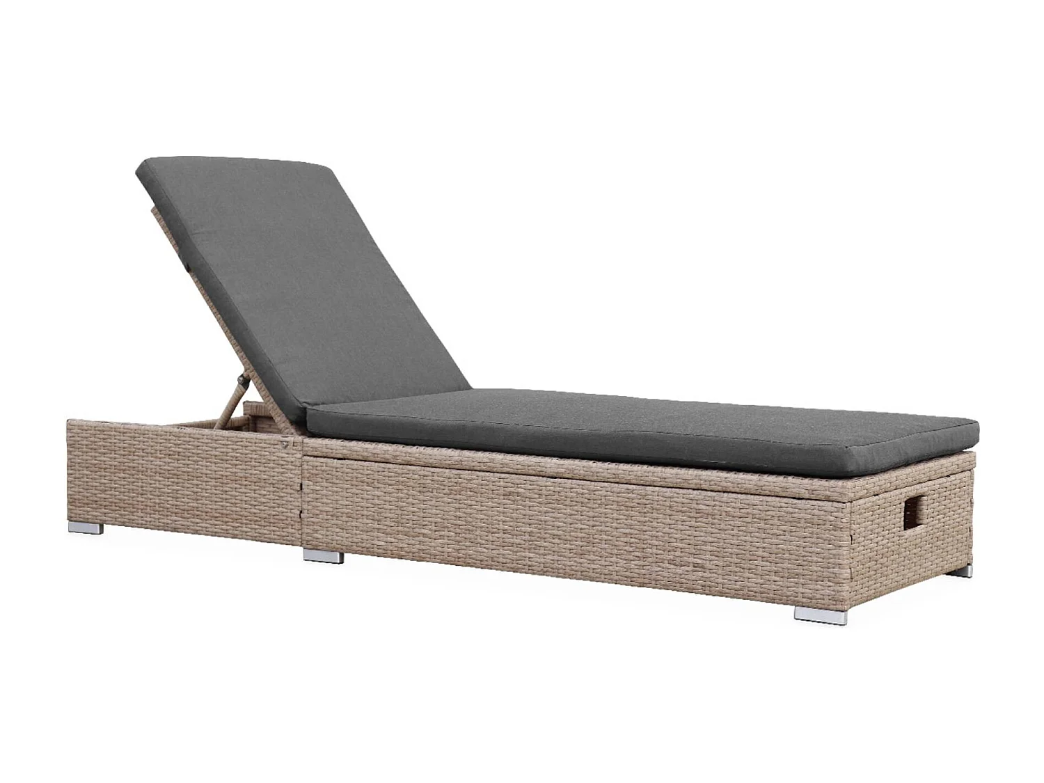 Tumbona de resina tejida en poliéster, multiposición gris