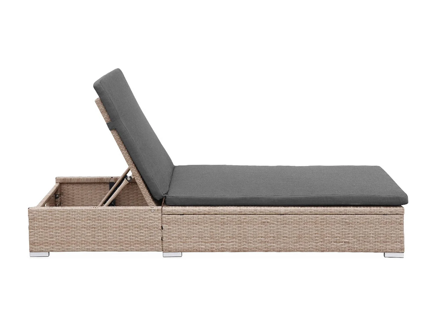 Tumbona de resina tejida en poliéster, multiposición gris