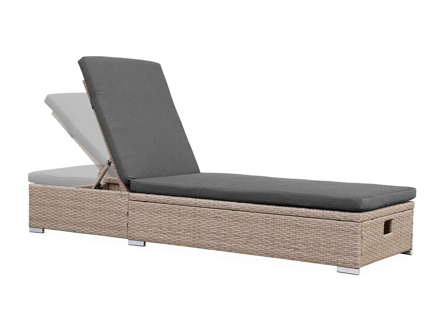 Tumbona de resina tejida en poliéster, multiposición gris