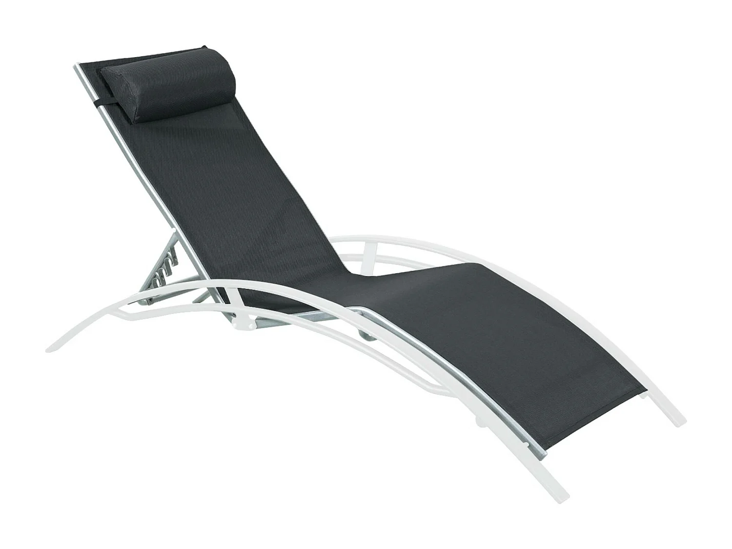 Toile de remplacement pour bain de soleil LOUISA. en aluminium et textilène. avec têtière - Noir/Gris