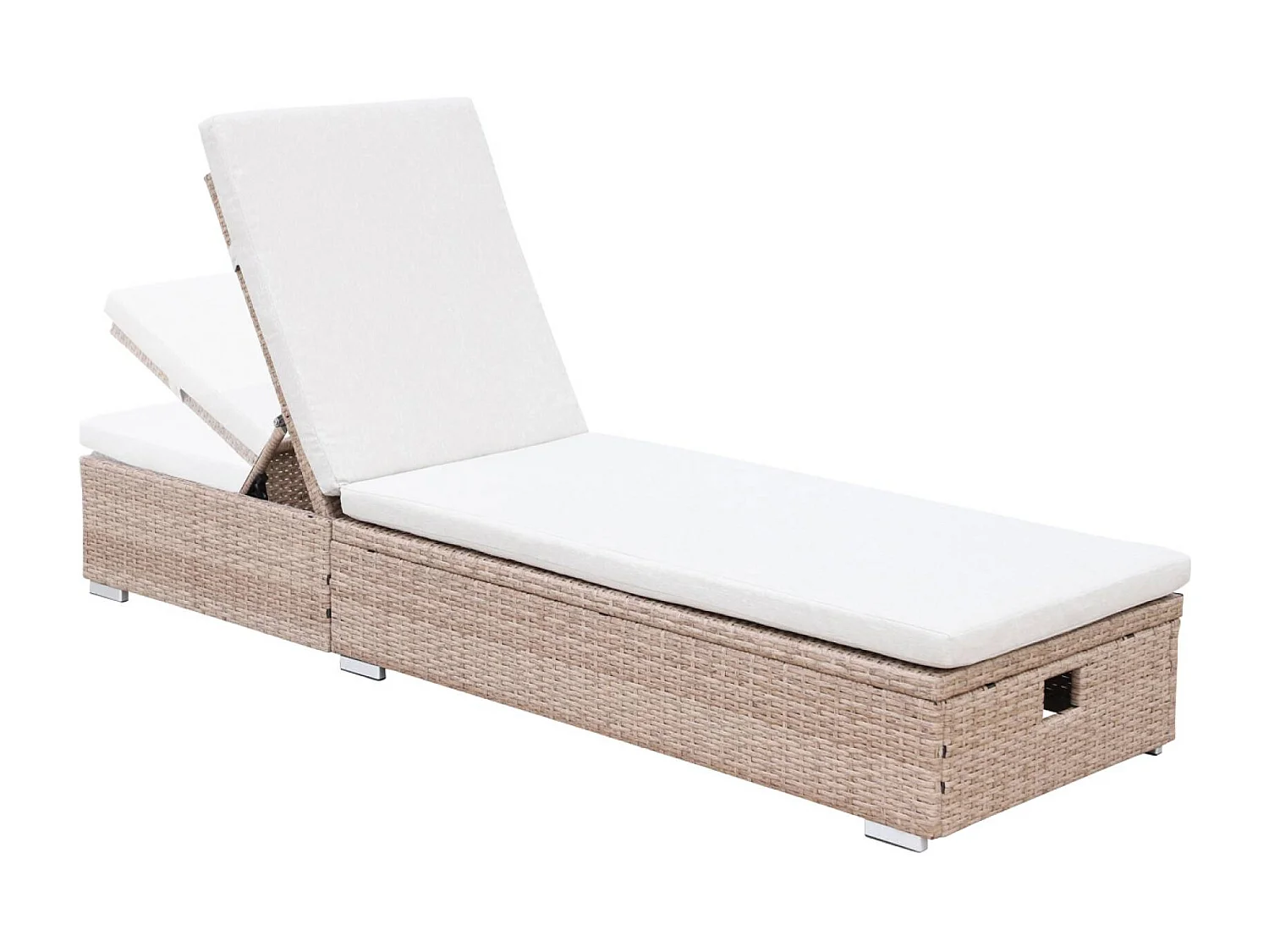 Bain de soleil. résine tressée. coussins polyester beige. multi-position. Olbia L195 x P65 x H32/97cm