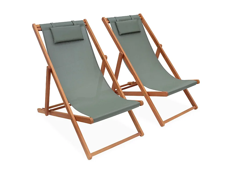 Silla plegable de madera de eucalipto, set de 2 verde kaki