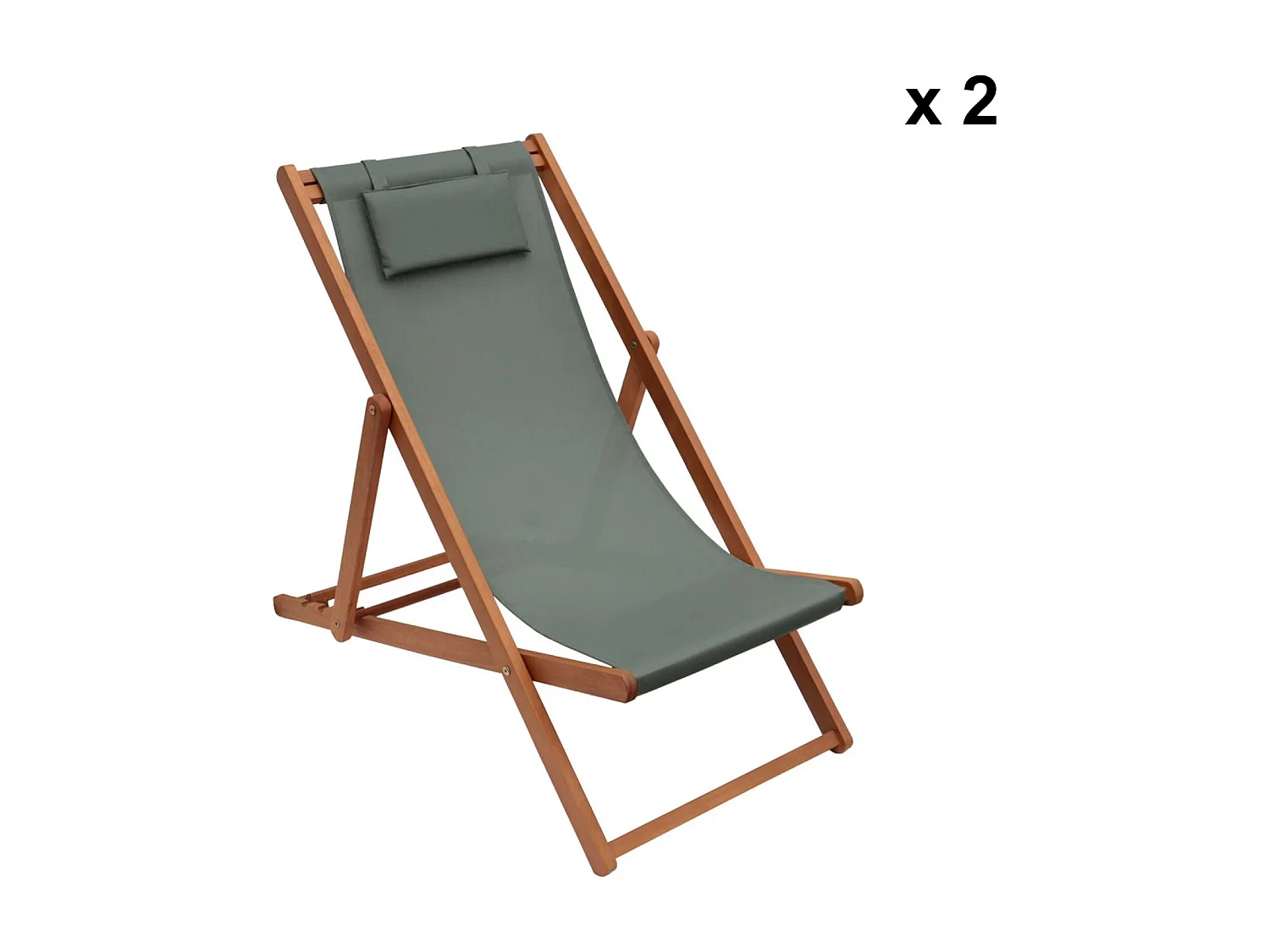 Silla plegable de madera de eucalipto, set de 2 verde kaki